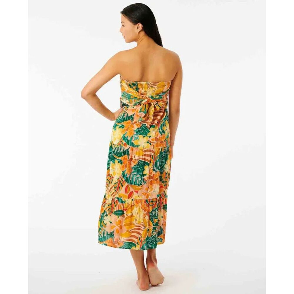 Rip Curl Brazilian Soul Bandeau Midi Dress Tropical Floral Strapless XS Small - Picture 10 of 10